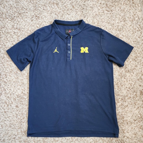 Air‎ Jordan Michigan Wolverines Embroidered Men Sz M Polo Short Sleeve Shirt - Picture 1 of 9